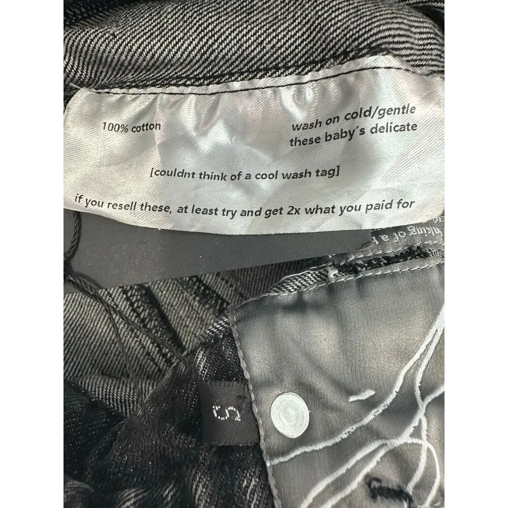 NWT Fine Culture Two-Tone Denim Jeans Men’s S (W28 L32) Black Wide Baggy Street - Picture 6 of 9